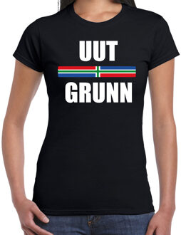 Bellatio Decorations Uut grunn met vlag Groningen t-shirts Gronings dialect zwart voor dames 2XL