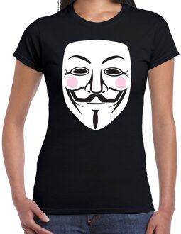 Bellatio Decorations V for Vendetta masker t-shirt zwart voor dames XS