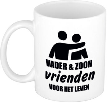 Bellatio Decorations Vader en zoon cadeau koffiemok / theebeker wit 330 ml - Cadeau mokken / Vaderdag - feest mokken