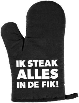 Bellatio Decorations Vaderdag cadeau BBQ handschoen Ik steak alles in de fik zwart - Ovenwanten