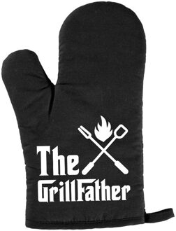 Bellatio Decorations Vaderdag cadeau BBQ handschoen The Grillfather zwart - Ovenwanten