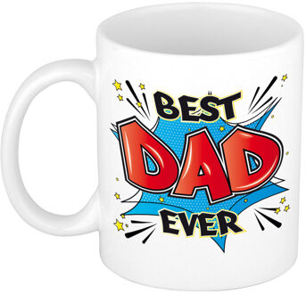 Bellatio Decorations Vaderdag cadeau koffiemok - best dad ever - blauw - 300 ml - mok met tekst - feest mokken Rood