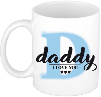 Bellatio Decorations Vaderdag cadeau koffiemok Daddy I Love You - blauw - 300 ml - feest mokken