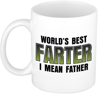 Bellatio Decorations Vaderdag cadeau mok - wit - 300 ml - worlds best farter - Cadeau mokken