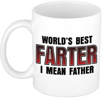 Bellatio Decorations Vaderdag cadeau mok - wit - 300 ml - worlds best farter - Cadeau mokken