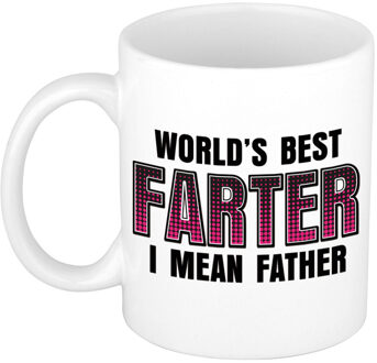 Bellatio Decorations Vaderdag cadeau mok - wit - 300 ml - worlds best farter - Cadeau mokken