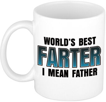 Bellatio Decorations Vaderdag cadeau mok - wit - 300 ml - worlds best farter - Cadeau mokken
