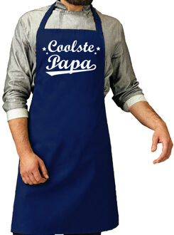Bellatio Decorations Vaderdag cadeau schort - coolste papa - donkerblauw - keukenschort - barbecue/BBQ - verjaardag