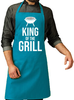 Bellatio Decorations Vaderdag cadeau schort - king of the grill - blauw - keukenschort - heren - verjaardag