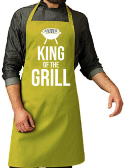 Bellatio Decorations Vaderdag cadeau schort - king of the grill - groen - keukenschort - heren - verjaardag