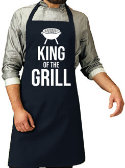 Bellatio Decorations Vaderdag cadeau schort - king of the grill - navy - keukenschort - heren - verjaardag