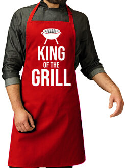 Bellatio Decorations Vaderdag cadeau schort - king of the grill - rood - keukenschort - heren - verjaardag