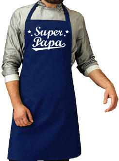 Bellatio Decorations Vaderdag cadeau schort - super papa - donkerblauw - keukenschort - heren - verjaardag