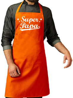 Bellatio Decorations Vaderdag cadeau schort - super papa - oranje - keukenschort - heren - verjaardag