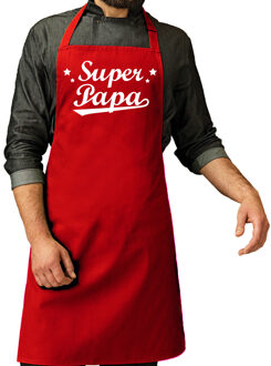 Bellatio Decorations Vaderdag cadeau schort - super papa - rood - keukenschort - heren - verjaardag