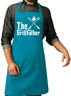 Bellatio Decorations Vaderdag cadeau schort - The Grillfather - barbecue/bbqÂ  - blauw - heren