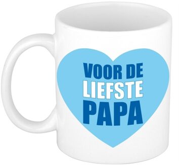 Bellatio Decorations Vaderdag koffiemok - cadeau beker - Voor de liefste papa - wit - 300 ml - Vaderdag