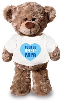 Bellatio Decorations Vaderdag Liefste Papa knuffelbeer wit shirtje 24 cm - Knuffelberen