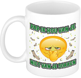 Bellatio Decorations Vaderdag mok - pap ik hou van je niet van je sokken - wit - 300 ml - keramiek