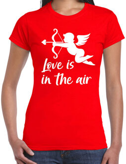 Bellatio Decorations Valentijn/Cupido love is in the air t-shirt rood voor dames 2XL