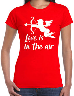 Bellatio Decorations Valentijn/Cupido love is in the air t-shirt rood voor dames