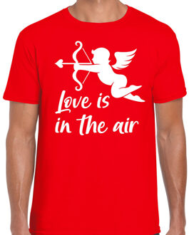 Bellatio Decorations Valentijn/Cupido love is in the air t-shirt rood voor heren 2XL