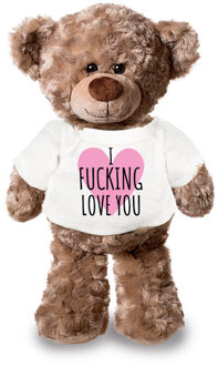 Bellatio Decorations Valentijnsdag cadeau - teddybeer XL - i fucking love you - Valentinesday - Knuffelberen Bruin