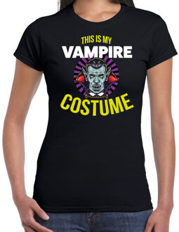 Bellatio Decorations Vampire costume halloween verkleed t-shirt zwart voor dames XS - Feestshirts