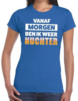 Bellatio Decorations Vanaf morgen ben ik weer nuchter tekst t-shirt blauw dames L