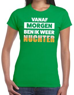 Bellatio Decorations Vanaf morgen ben ik weer nuchter tekst t-shirt groen dames 2XL