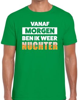 Bellatio Decorations Vanaf morgen ben ik weer nuchter tekst t-shirt groen heren 2XL