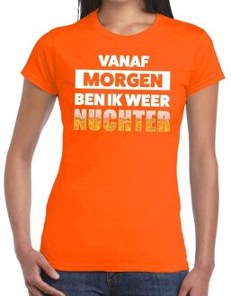 Bellatio Decorations Vanaf morgen ben ik weer nuchter tekst t-shirt oranje dames 2XL