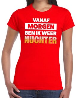 Bellatio Decorations Vanaf morgen ben ik weer nuchter tekst t-shirt rood dames 2XL