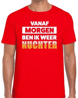 Bellatio Decorations Vanaf morgen ben ik weer nuchter tekst t-shirt rood heren L