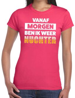 Bellatio Decorations Vanaf morgen ben ik weer nuchter tekst t-shirt roze dames 2XL