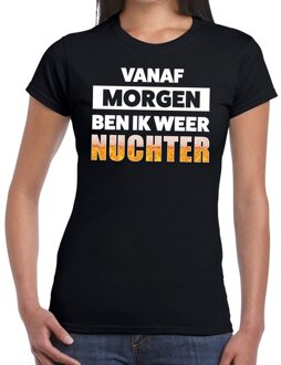 Bellatio Decorations Vanaf morgen ben ik weer nuchter tekst t-shirt zwart dames XS