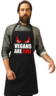 Bellatio Decorations Vegans are evil barbecueschort/ keukenschort zwart heren - Action products
