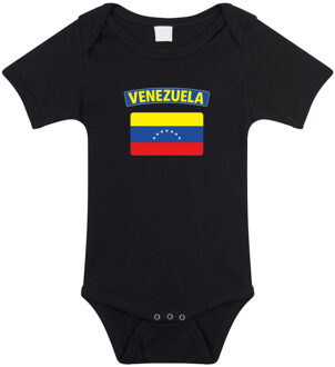 Bellatio Decorations Venezuela landen rompertje met vlag zwart voor babys 56 (1-2 maanden)