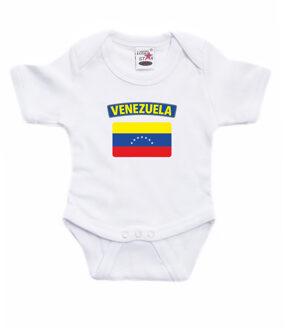 Bellatio Decorations Venezuela romper met vlag wit voor babys 92 (18-24 maanden)