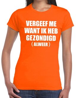 Bellatio Decorations Vergeef me fun t-shirt oranje voor dames XS - Feestshirts