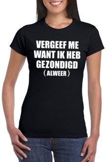 Bellatio Decorations Vergeef me ik heb gezondigd dames T-shirt zwart 2XL