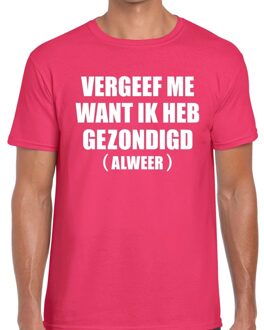 Bellatio Decorations Vergeef me t-shirt roze heren 2XL