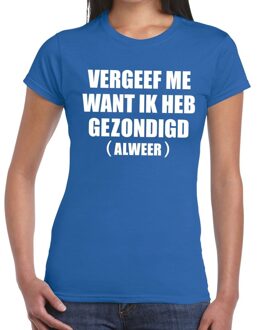 Bellatio Decorations Vergeef me tekst t-shirt blauw dames L