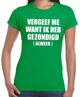 Bellatio Decorations Vergeef me tekst t-shirt groen dames 2XL