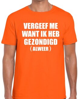 Bellatio Decorations Vergeef Me tekst t-shirt oranje heren