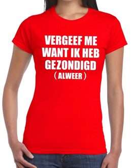 Bellatio Decorations Vergeef me tekst t-shirt rood dames XS