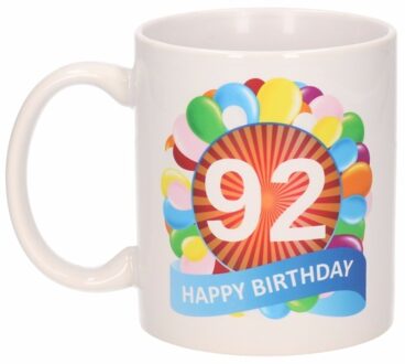 Bellatio Decorations Verjaardag ballonnen mok / beker 92 jaar