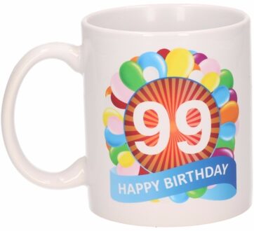 Bellatio Decorations Verjaardag ballonnen mok / beker 99 jaar Multikleur