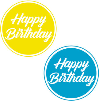 Bellatio Decorations Verjaardag Bierviltjes / Onderzetters - 20x stuks - blauw/geel - D10 cm - tafel versiering