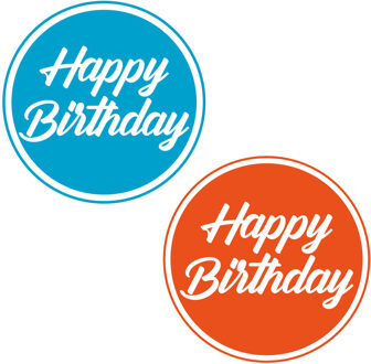 Bellatio Decorations Verjaardag Bierviltjes / Onderzetters - 20x stuks - blauw/oranje - D10 cm - tafel versiering